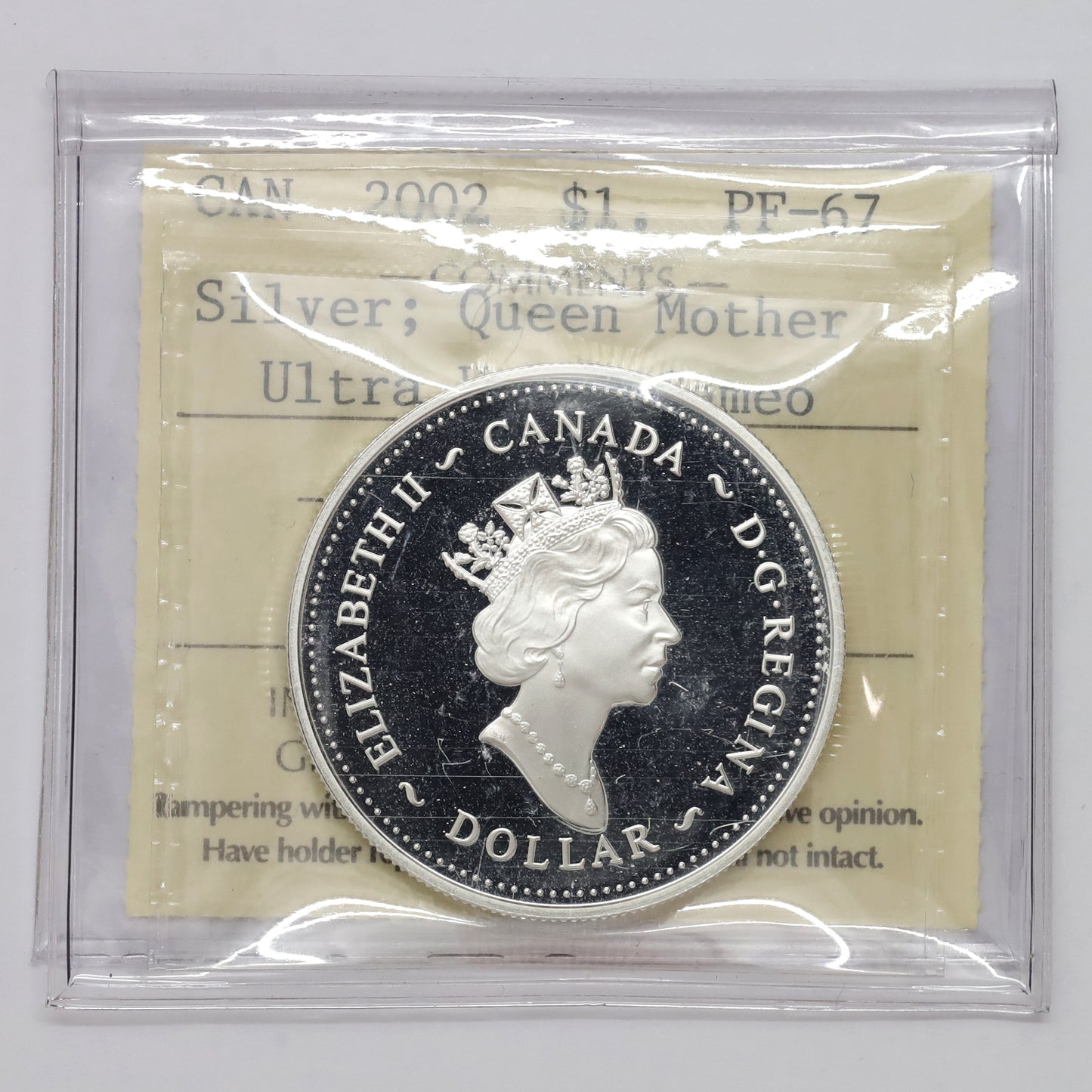2002 Canada Queen Mother Proof Sterling Silver Dollar ICCS Certified PF67 UHC