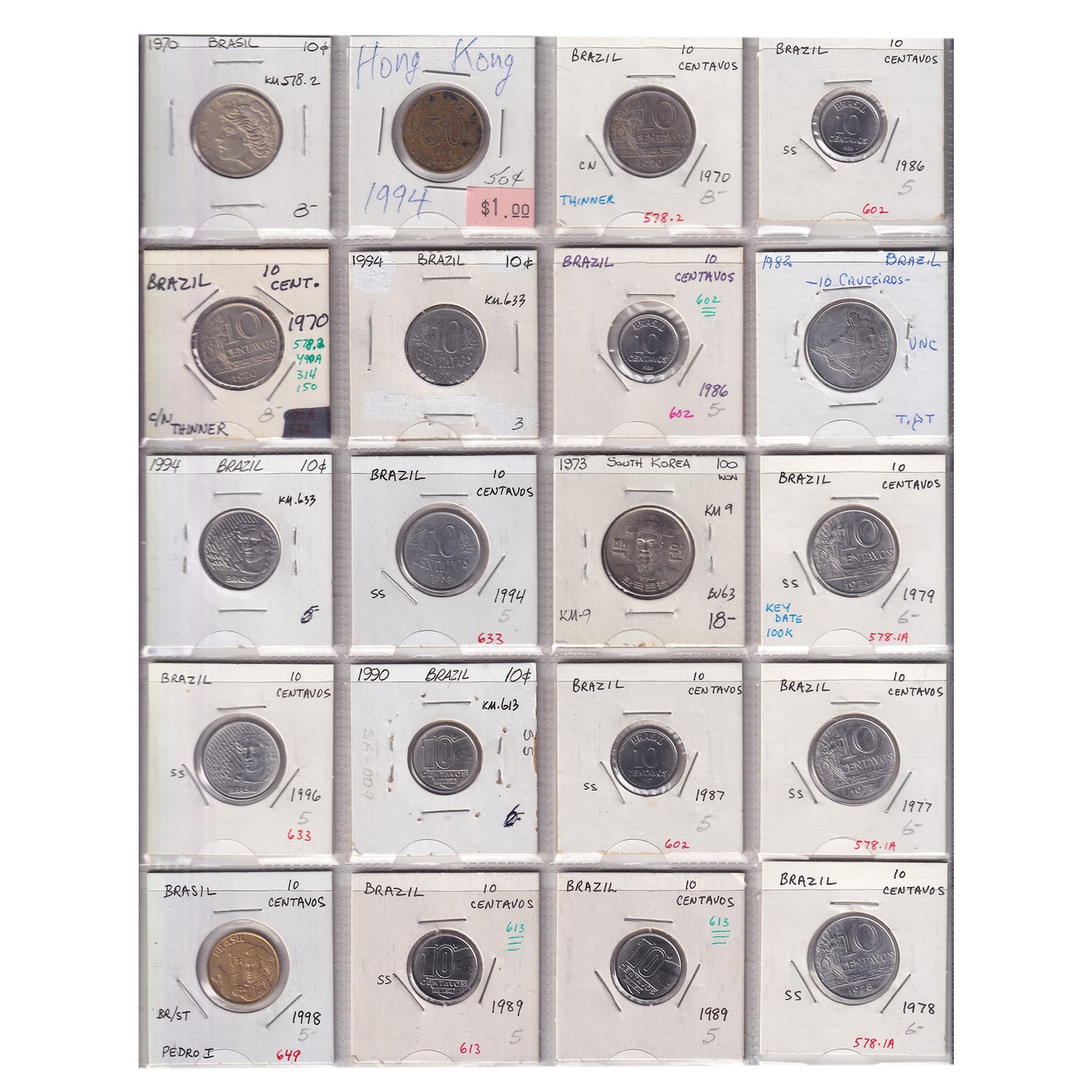 Group Lot of 60x 1797-2002 World Coins, Various Countries & Denominations, 60pcs