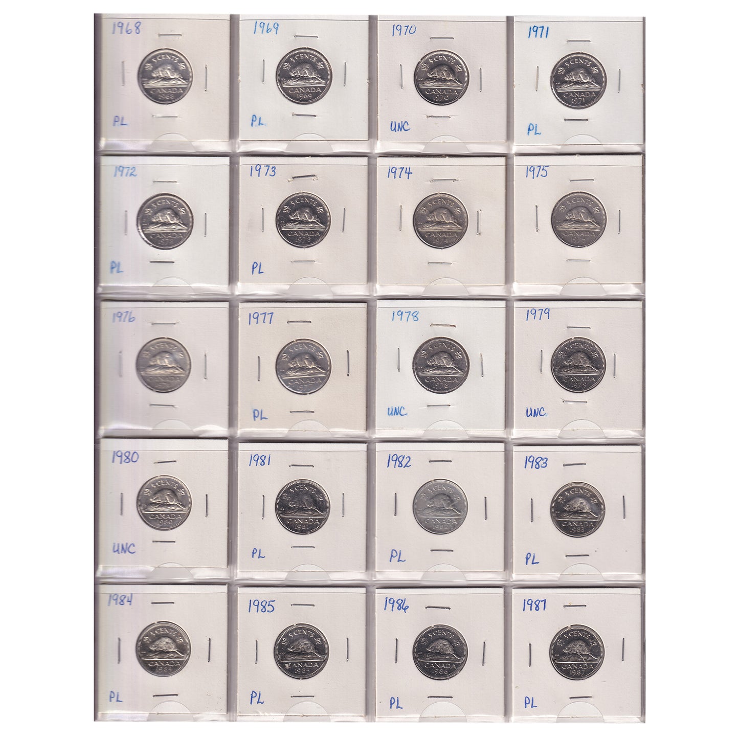 Estate Lot of 156x 1920-2005 Canada 1-cents & 5-cents in Black Binder