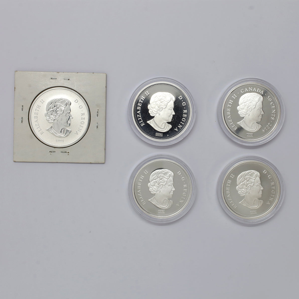 Lot of 5x Canada Commemorative 50-cent Coins, 5pcs (Coins Only) scratched capsules