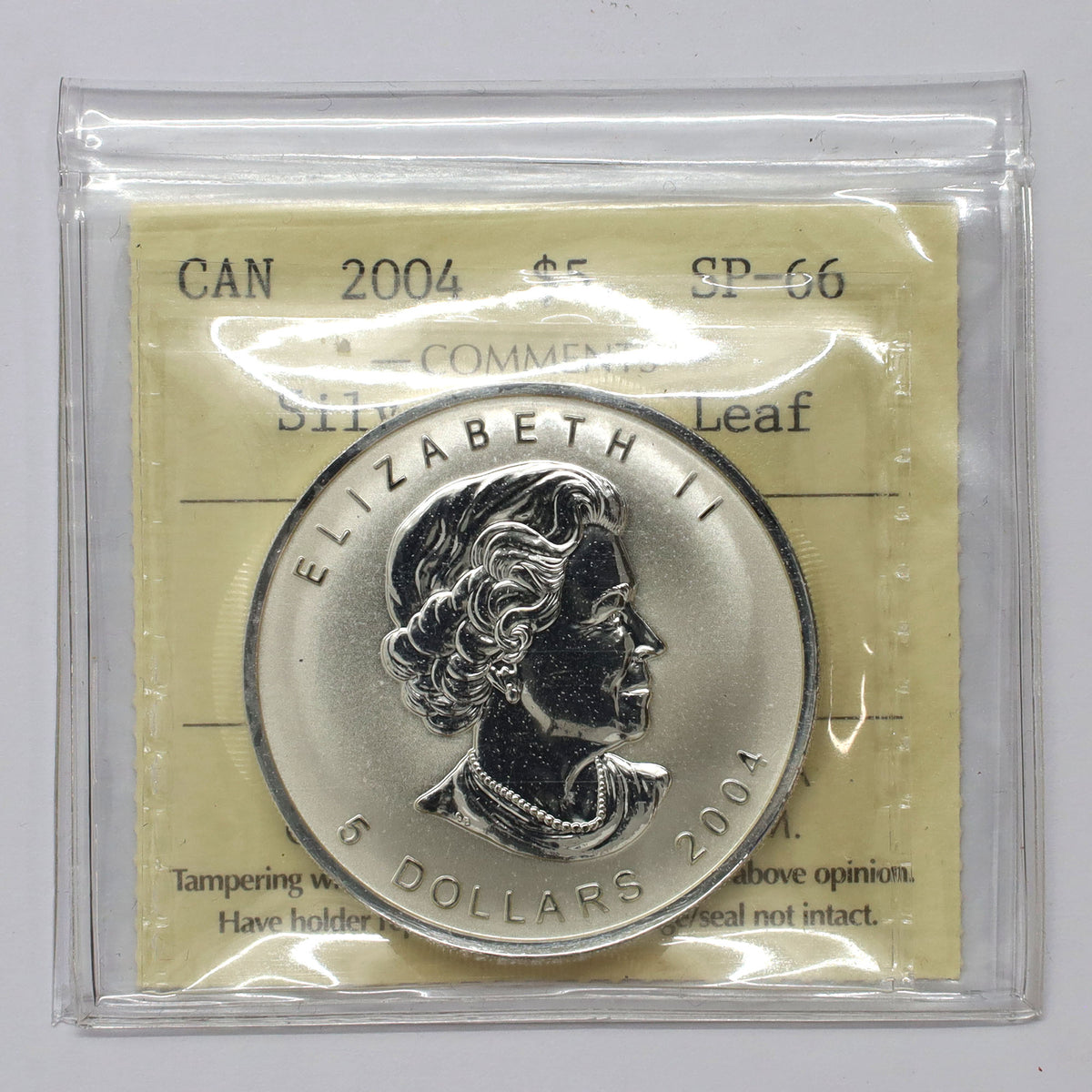 2004 Canada $5 RCM Privy Mark 1oz. .9999 Silver Maple Leaf ICCS Certified SP66 (No Tax)
