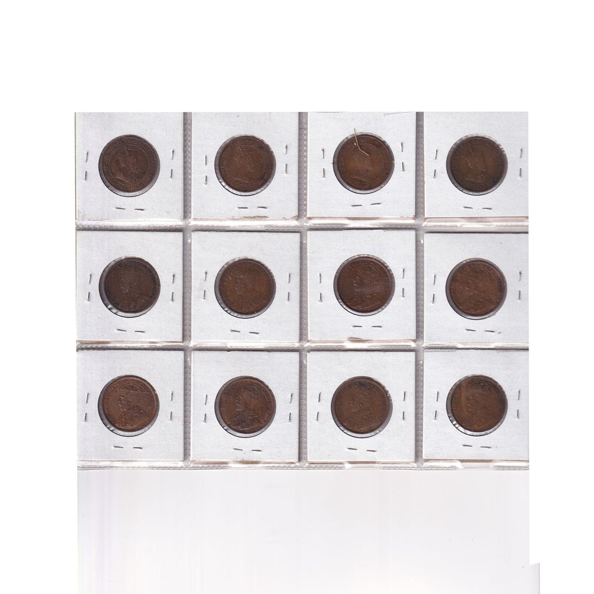 Group Lot of 12x 1909-1920 Canada 1-cent VG-F to AU, 12pcs