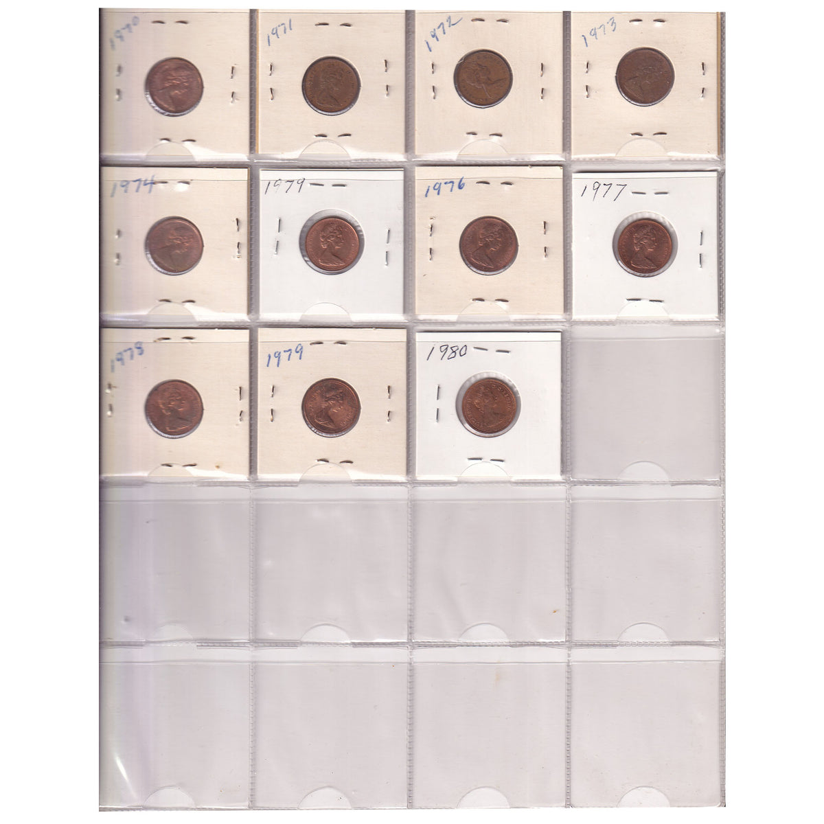 Estate Lot of 107x 1902-1980 Canada 1-cents in Black and White Binder (sold as-is)