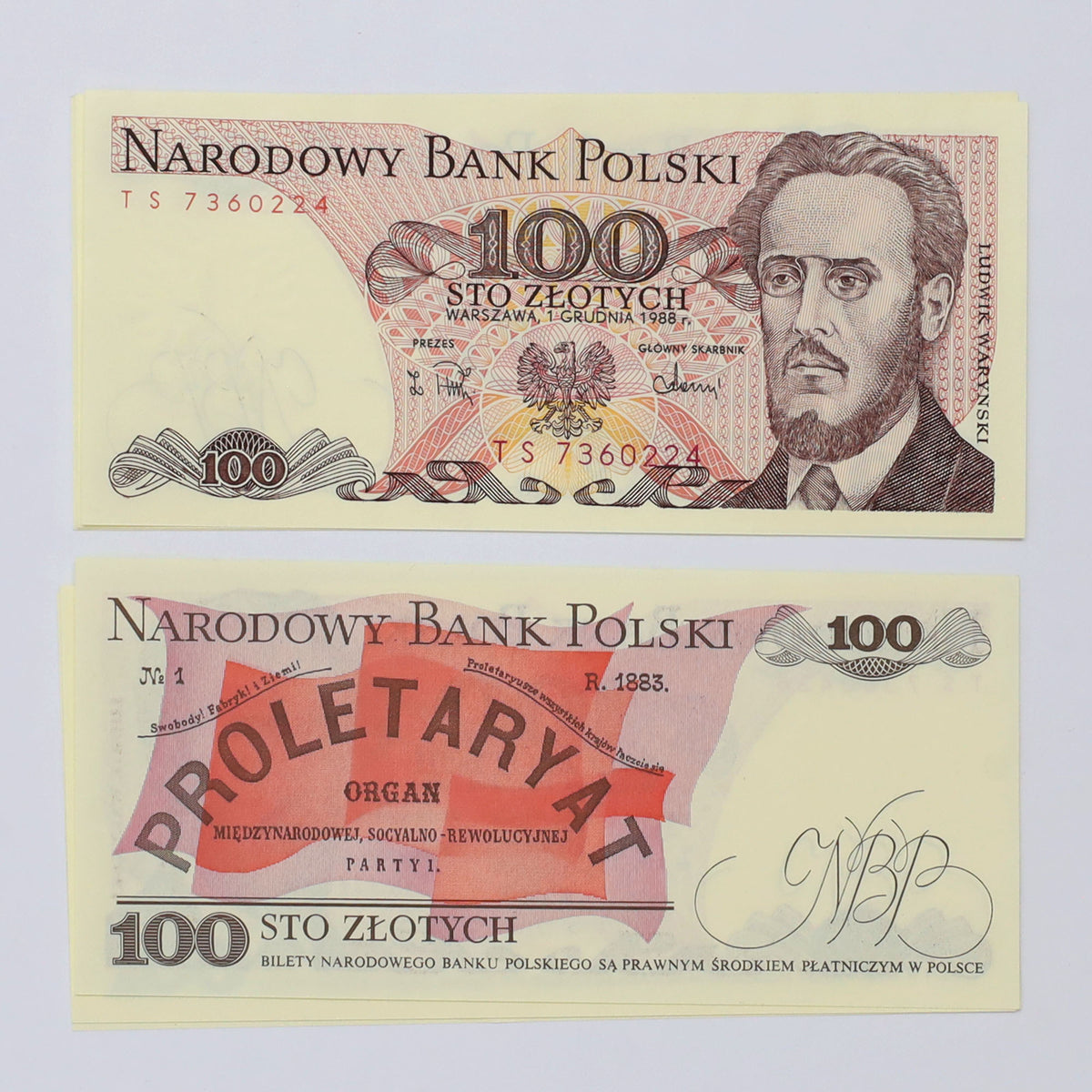 Lot of 10x Poland 1988 100 Zlotys Banknotes, 10pcs