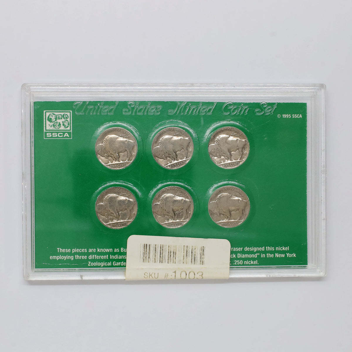 1995 USA American Frontier Nickel Set 6-Piece Novelty Coins in Plastic Holder (issues)