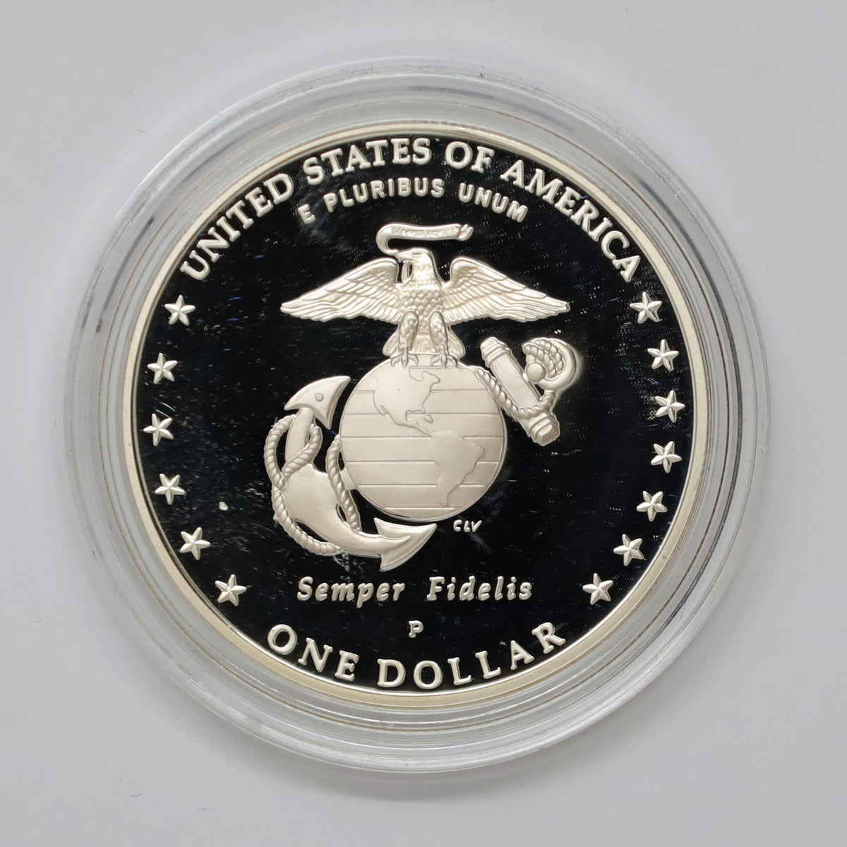 2005 USA Marine Corps 230th Anniversary .900 Proof Silver Dollar (minor issues)