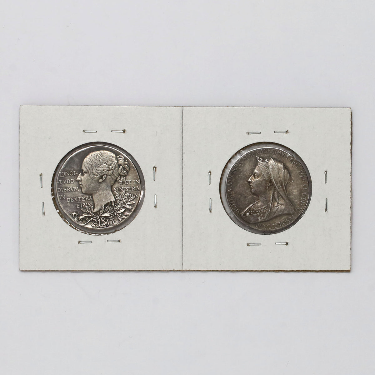 Pair of 1897 Queen Victoria Diamond Jubilee Sterling Silver Medallions, 2pcs