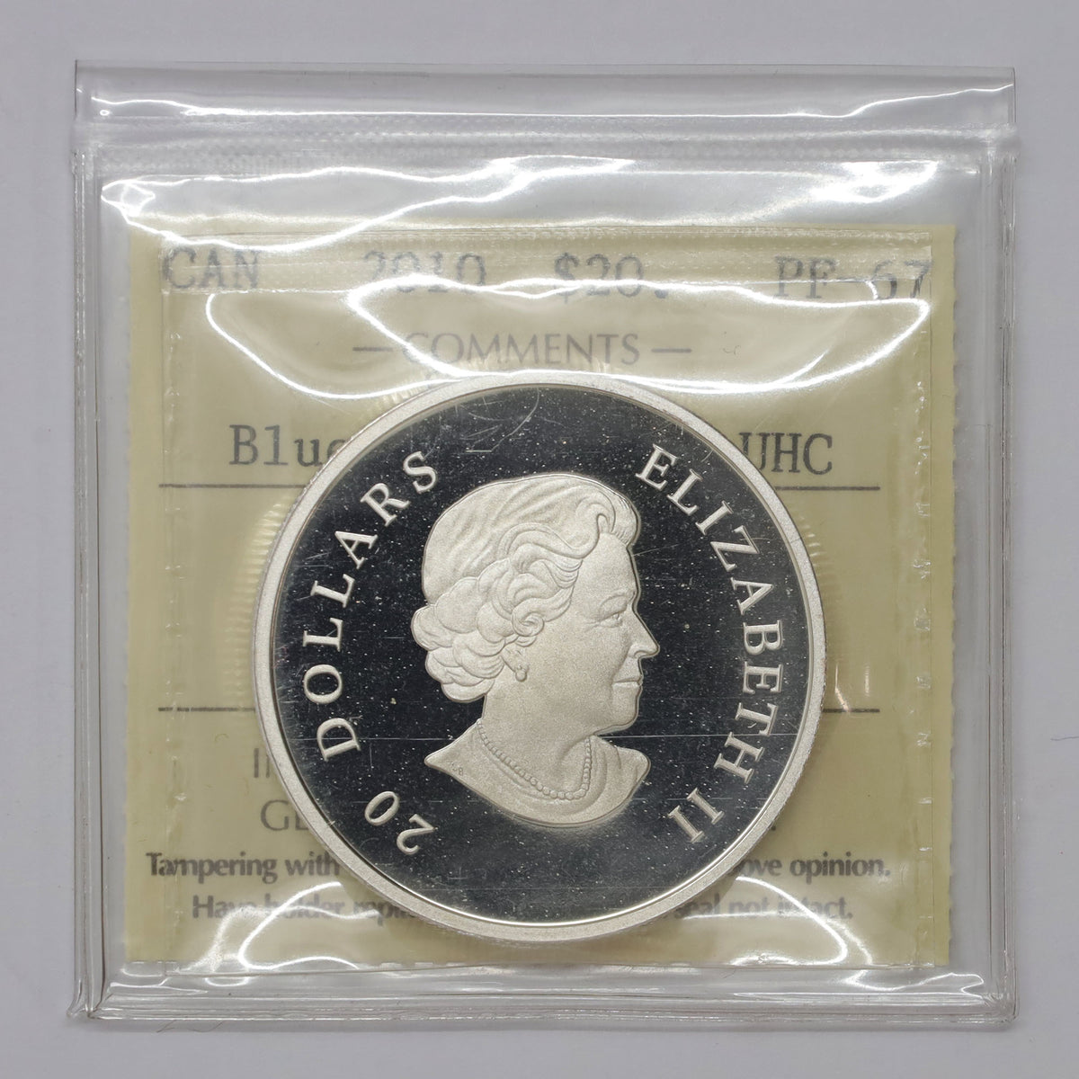 2010 Canada $20 Blue Crystal Snowflake Fine Silver ICCS Certified PF67 UHC (No Tax)