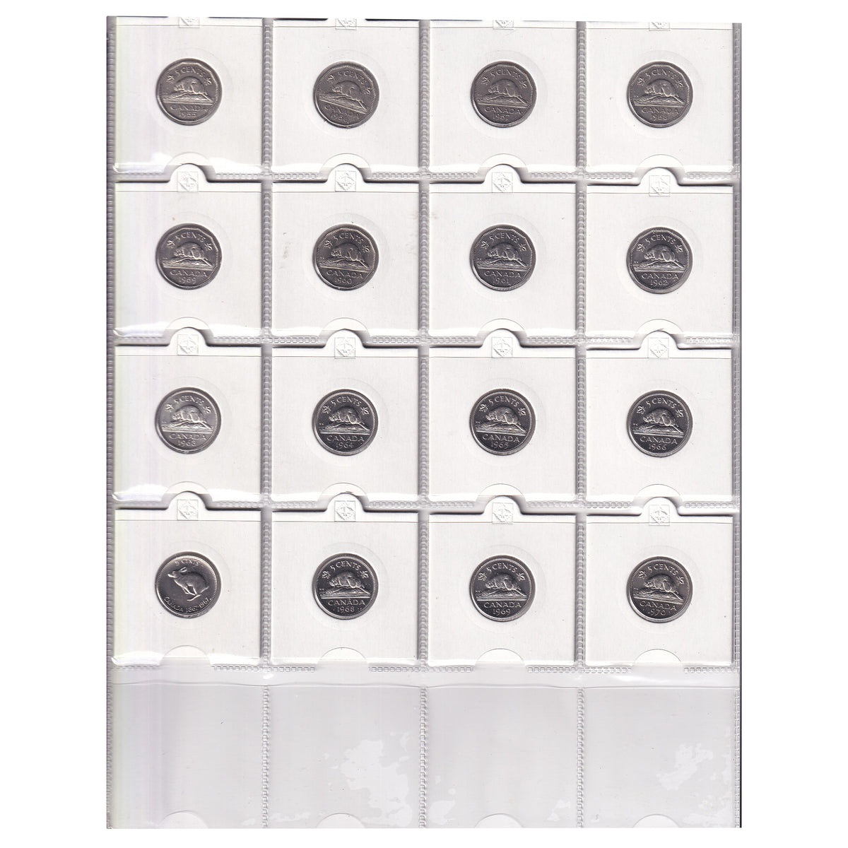 Estate Lot of 54x 1910-1970 Canada 5-cents in White Binder (sold as-is)