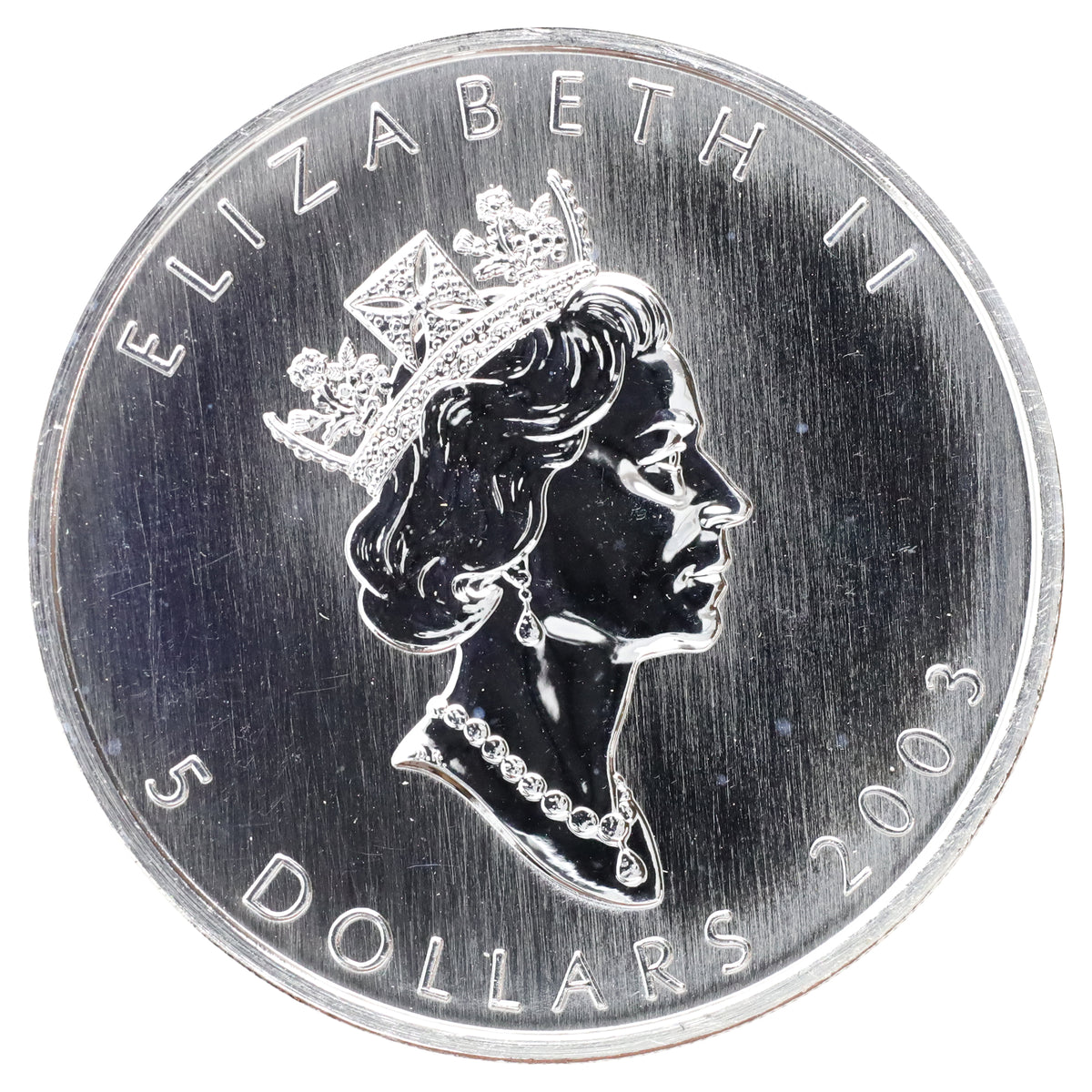 2003 Summer Commemorative Canada $5 1oz Silver Maple Leaf (No Tax) coin only, scr.cap