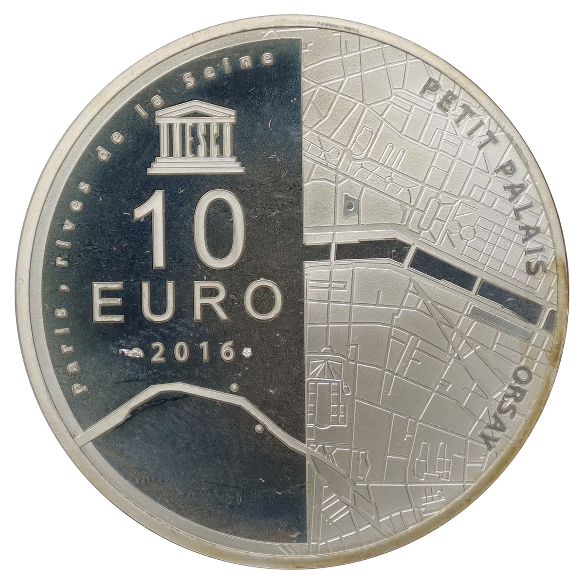 France 2016 10 Euro UNESCO Rives de Seine .900 Silver Coin (light wear)