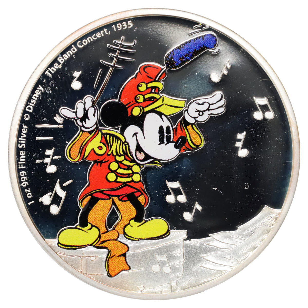 2016 Niue $2 Disney Mickey Mouse Band Concert 1oz. .999 Silver Proof (No Tax) light wear