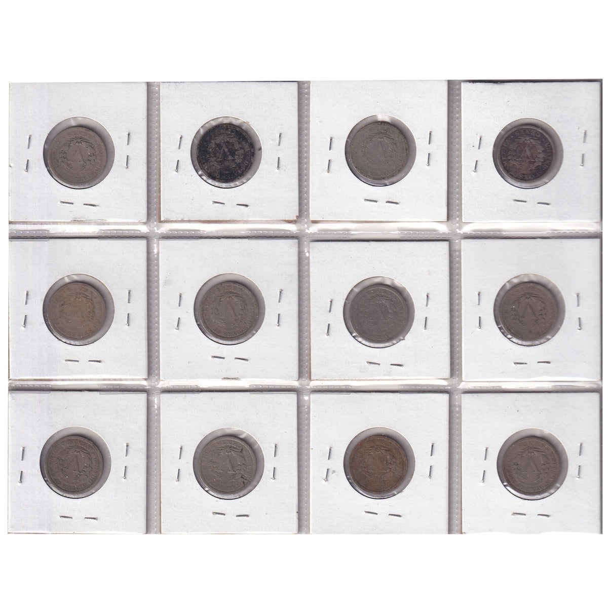 Group Lot of 12x 1895-1912 USA Nickels, All Good, 12pcs