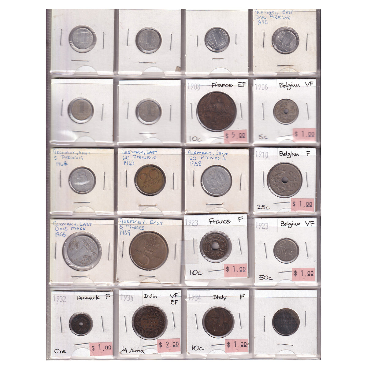 Group Lot of 60x 1858-1994 World Coins, Various Countries & Denominations, 60pcs