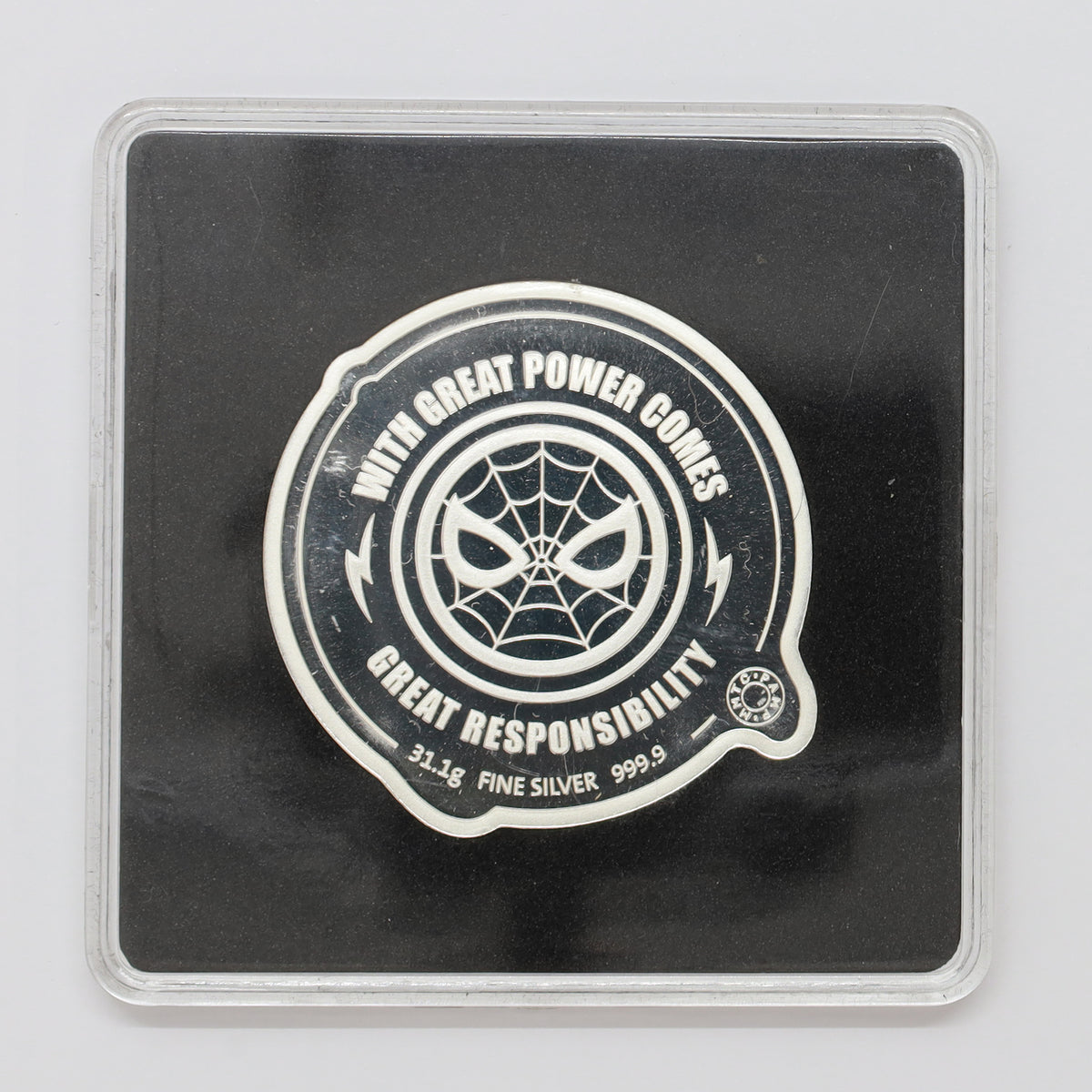MMTC Pamp Marvel Spider-Man 1oz. .9999 Fine Silver Shaped Medallion (No Tax) light wear