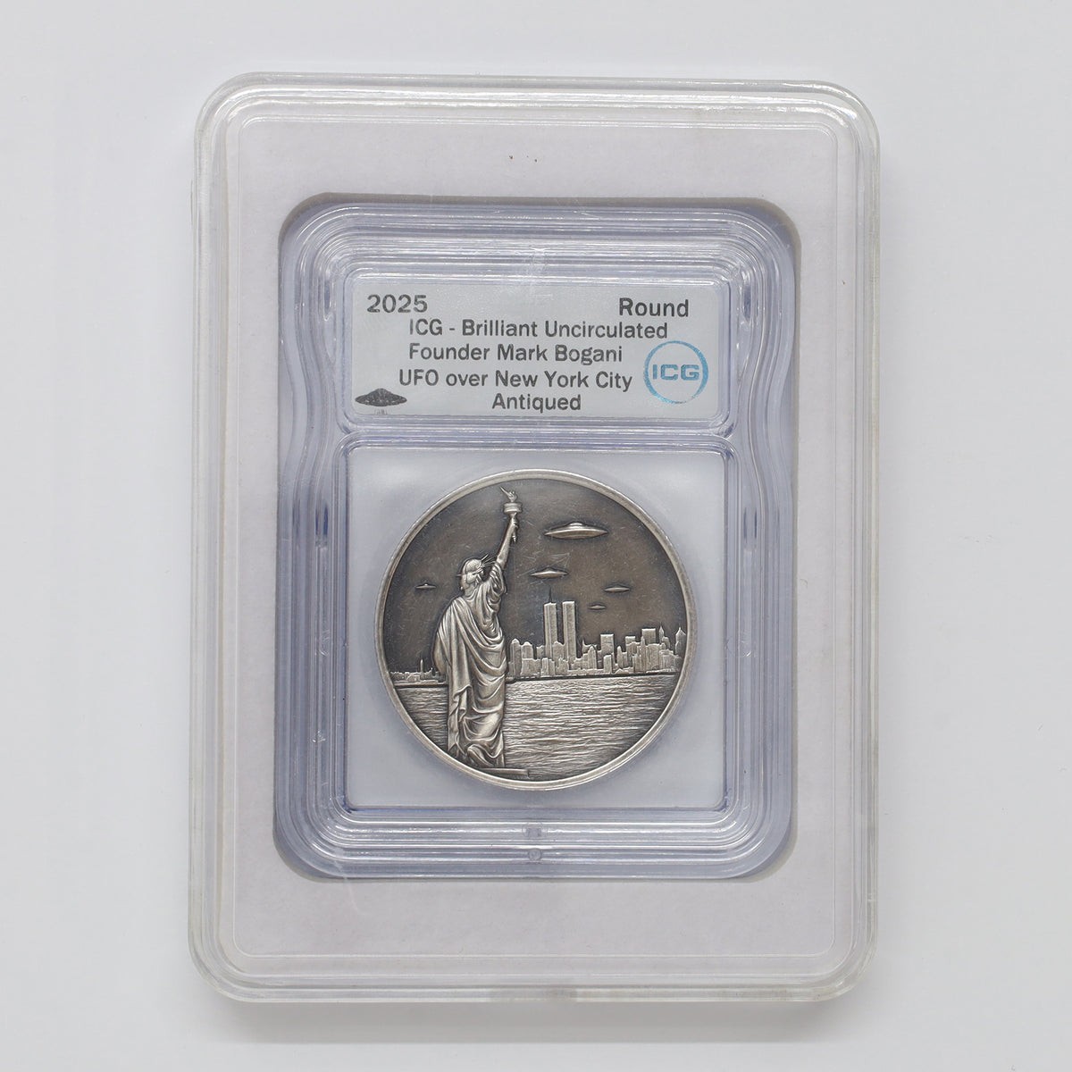 2025 USA Intaglio Mint UFO Invasion USA UFO Over New York 1oz. .999 Silver (No Tax) wear