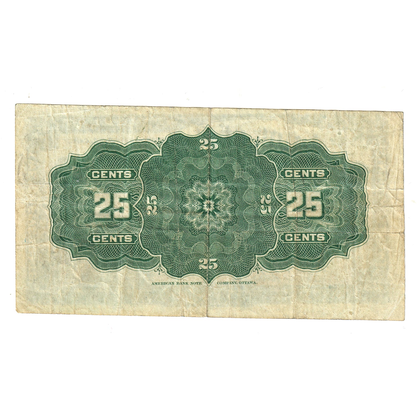DC-15b-E25a-i 1900 Dominion 25-cent Shinplaster, Boville, VF (cut off size)