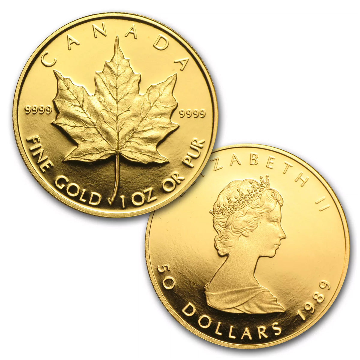 (LPO) 1989 Canada $50 PROOF Gold Maple Leaf 1oz Fine Coin (TAX Exempt) NO Credit Card, Paypal.