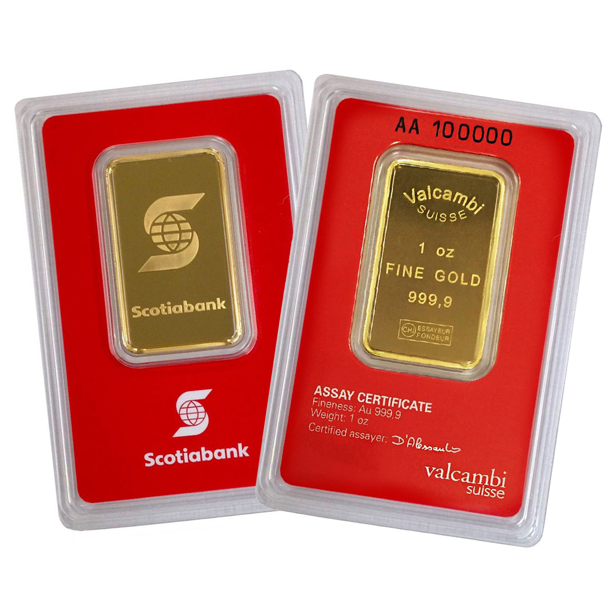 (LPO) Valcambi Suisse/Scotiabank 1oz Gold Bar (TAX Exempt) Scuffed Package - NO Credit Card/Paypal