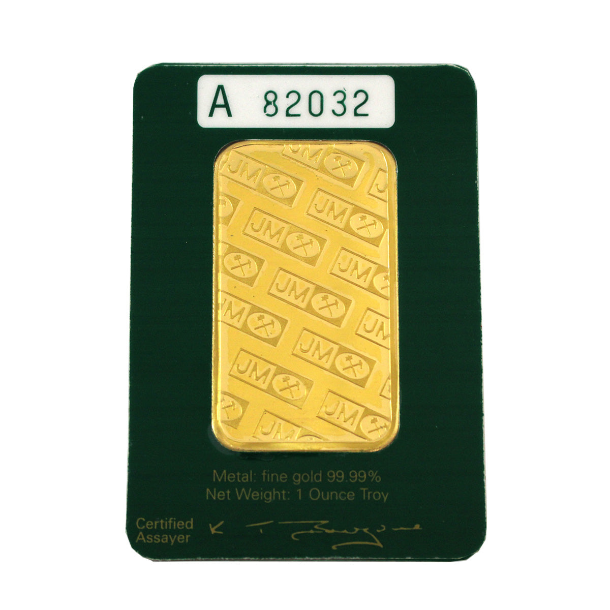 (LPO) Vintage Johnson Matthey 1oz Gold Bar in Green Assay (No Tax) - NO Credit Card/Paypal