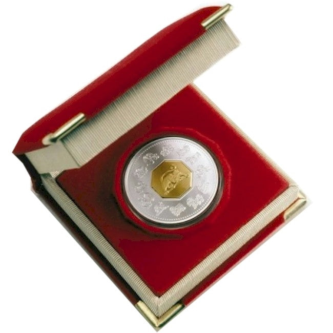 2004 Canada $15 Year of the Monkey Sterling Silver & Gold Plated Cameo (lightly toned)