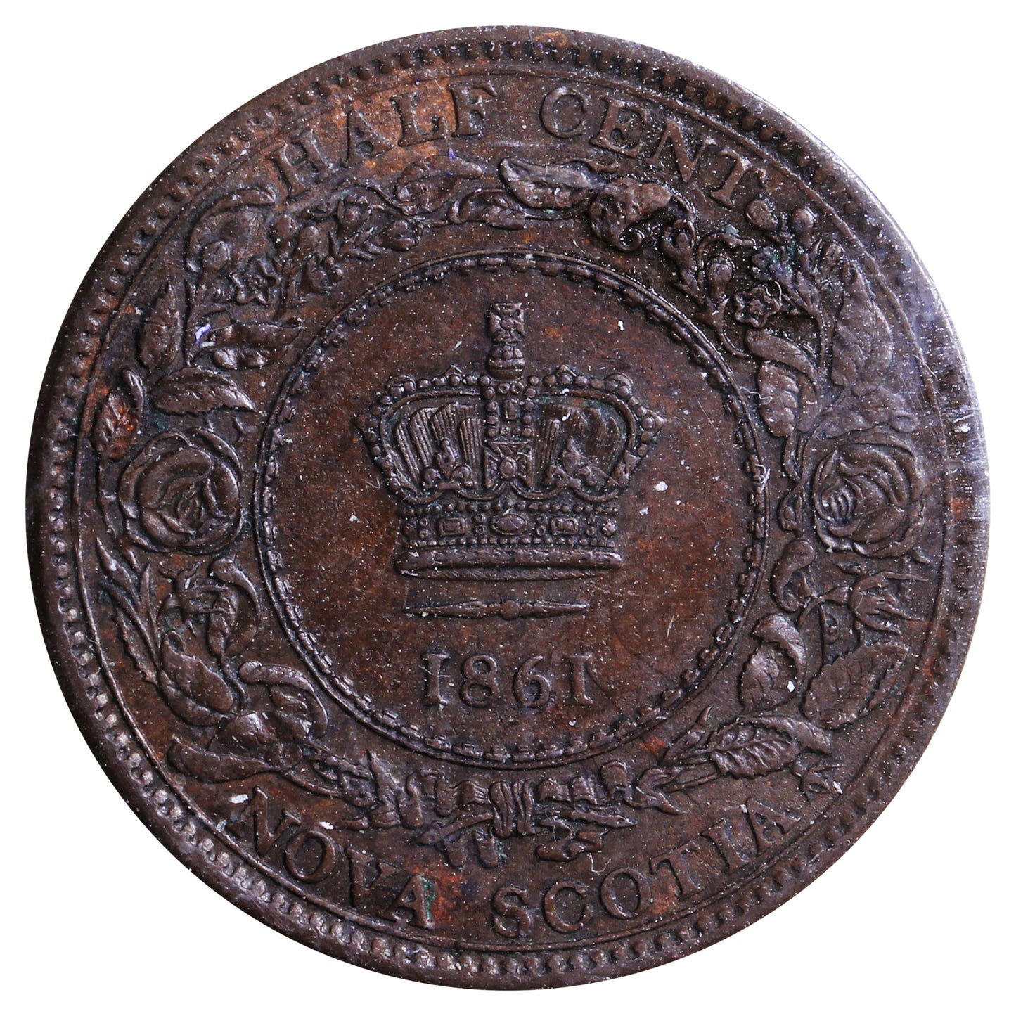 1861 Nova Scotia 1/2 Cent ICCS Certified AU55