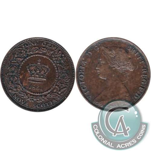 1861 Small Bud Nova Scotia 1-cent Almost Uncirculated (AU50) $