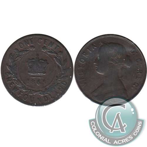 1865 Newfoundland 1-cent G-VG (G6)