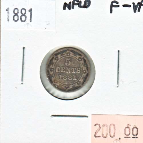 1881 Newfoundland 5-cents F-VF (F15) $