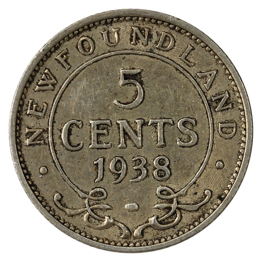 1938 Newfoundland 5-cents EF-AU (EF45)