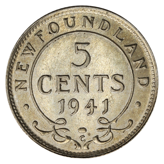 1941C Newfoundland 5-cents Almost Uncirculated (AU50)