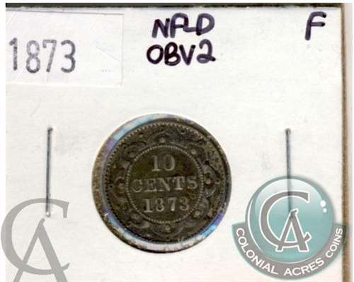 1873 Obv. 2 Newfoundland 10-cents Fine (F12) $
