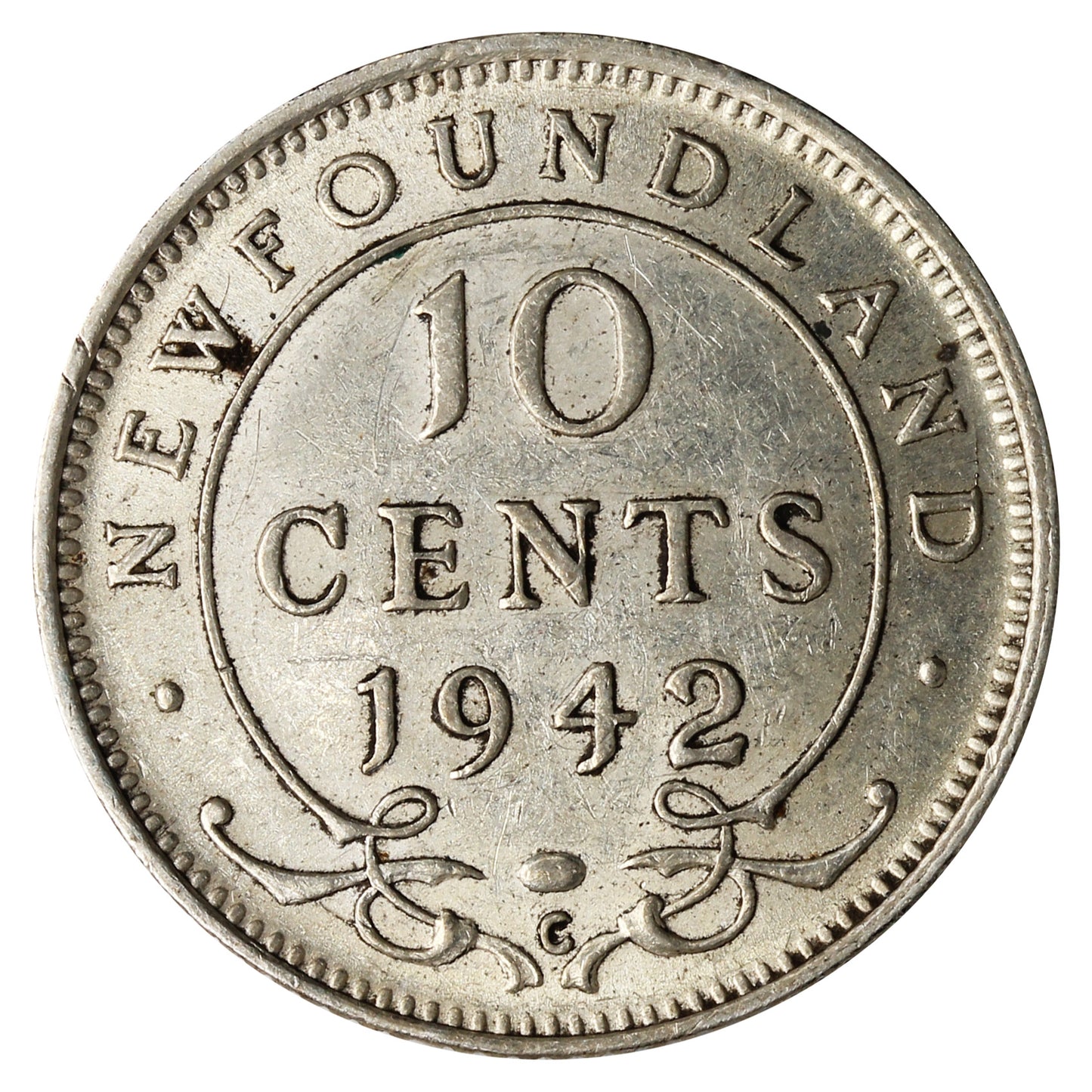 1942C Newfoundland 10-cents Almost Uncirculated (AU-50)