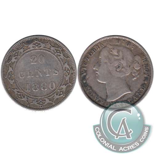 1880 Newfoundland 20-cents F-VF (F15) $