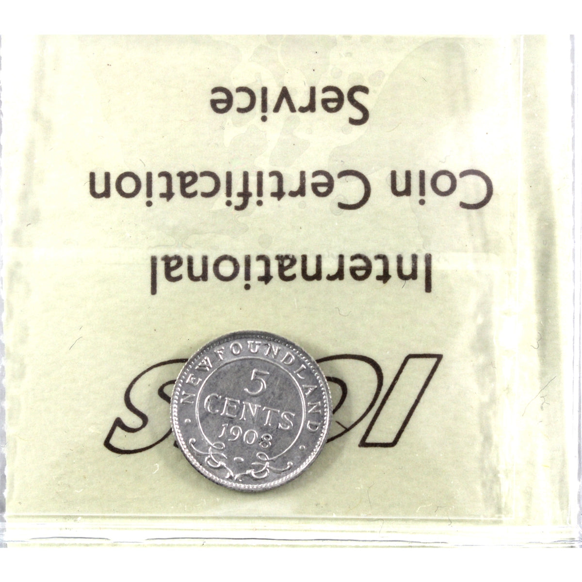 1908 Newfoundland 5-cents ICCS Certified AU50