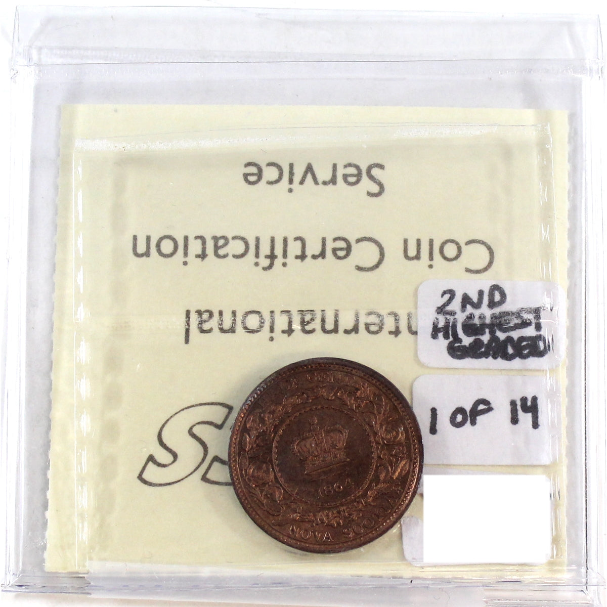 1864 Nova Scotia 1/2 Cent ICCS Certified MS64 Red (XCP 057)
