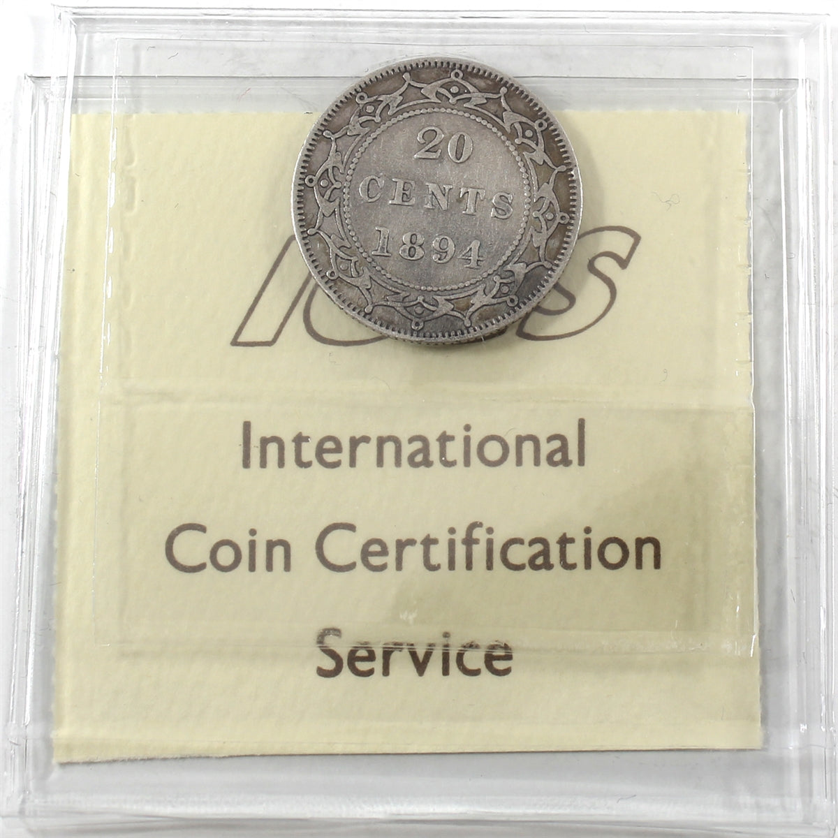 1894 Newfoundland 20-cents ICCS Certified VF20