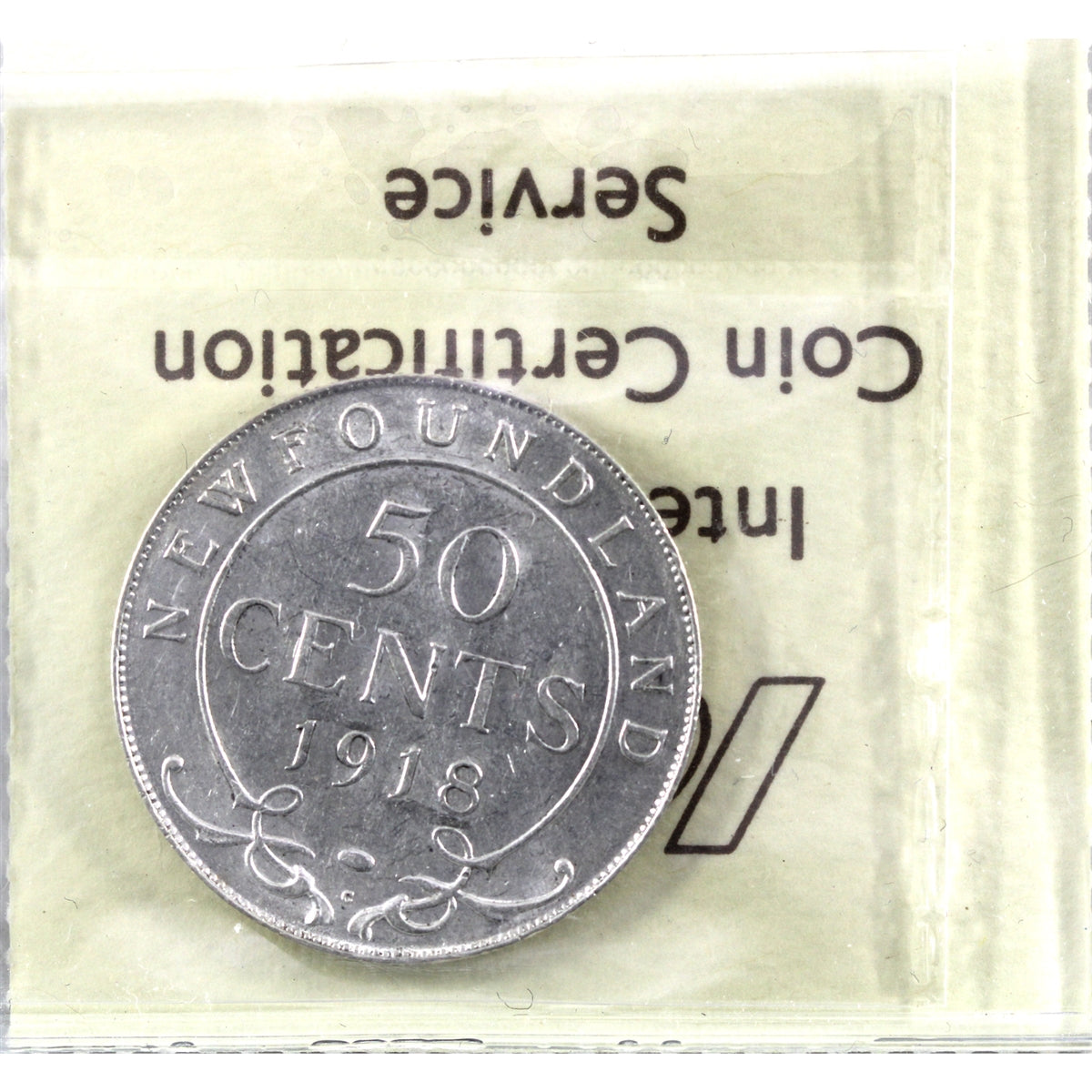 1918C Newfoundland 50-cents ICCS Certified AU50