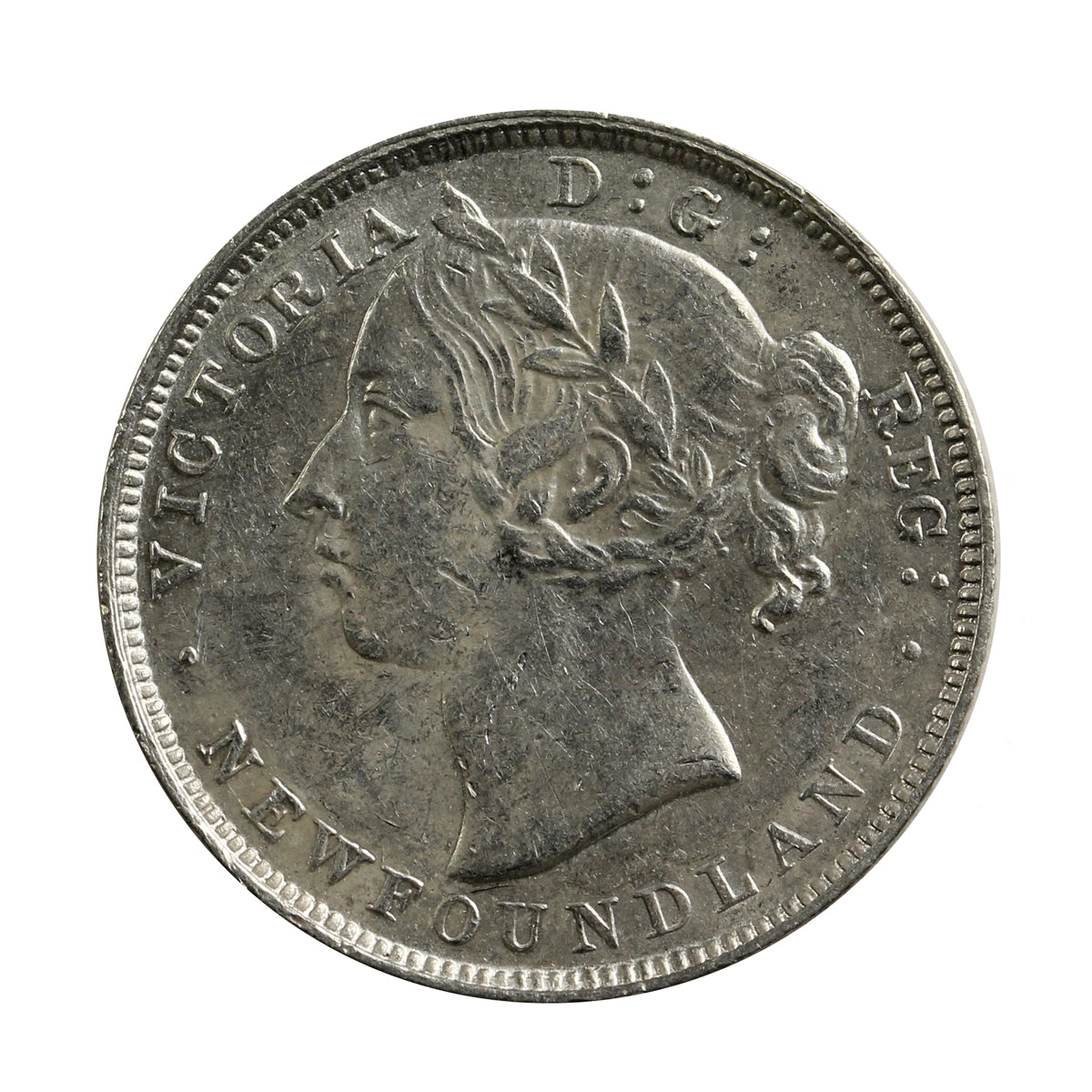 1899 Large 9's Newfoundland 20-cents Almost Uncirculated (AU50) $