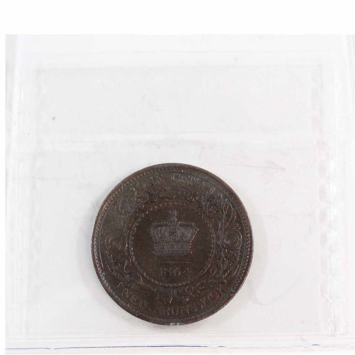 1864 Short 6 New Brunswick 1-cent ICCS Certified AU50