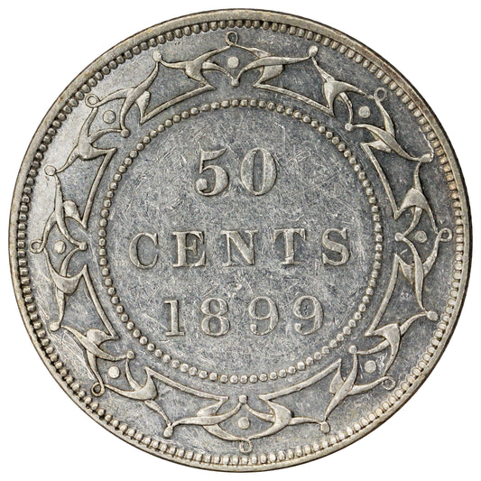 1899 Wide 9's Newfoundland 50-cents EF-AU (EF45) $