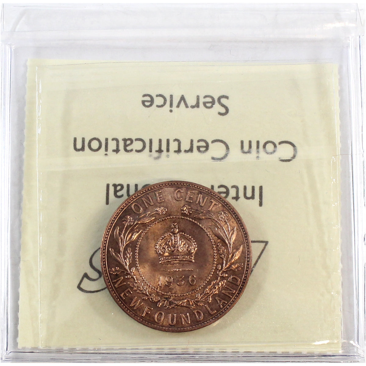 1936 Newfoundland 1-cent ICCS Certified MS64 Red