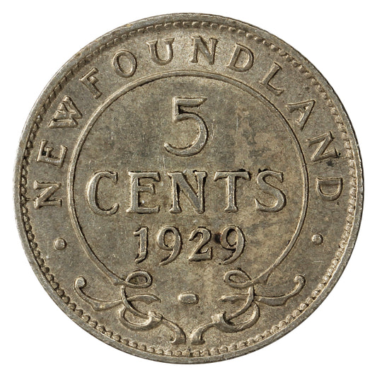 1929 Newfoundland 5-cents EF-AU (EF45)