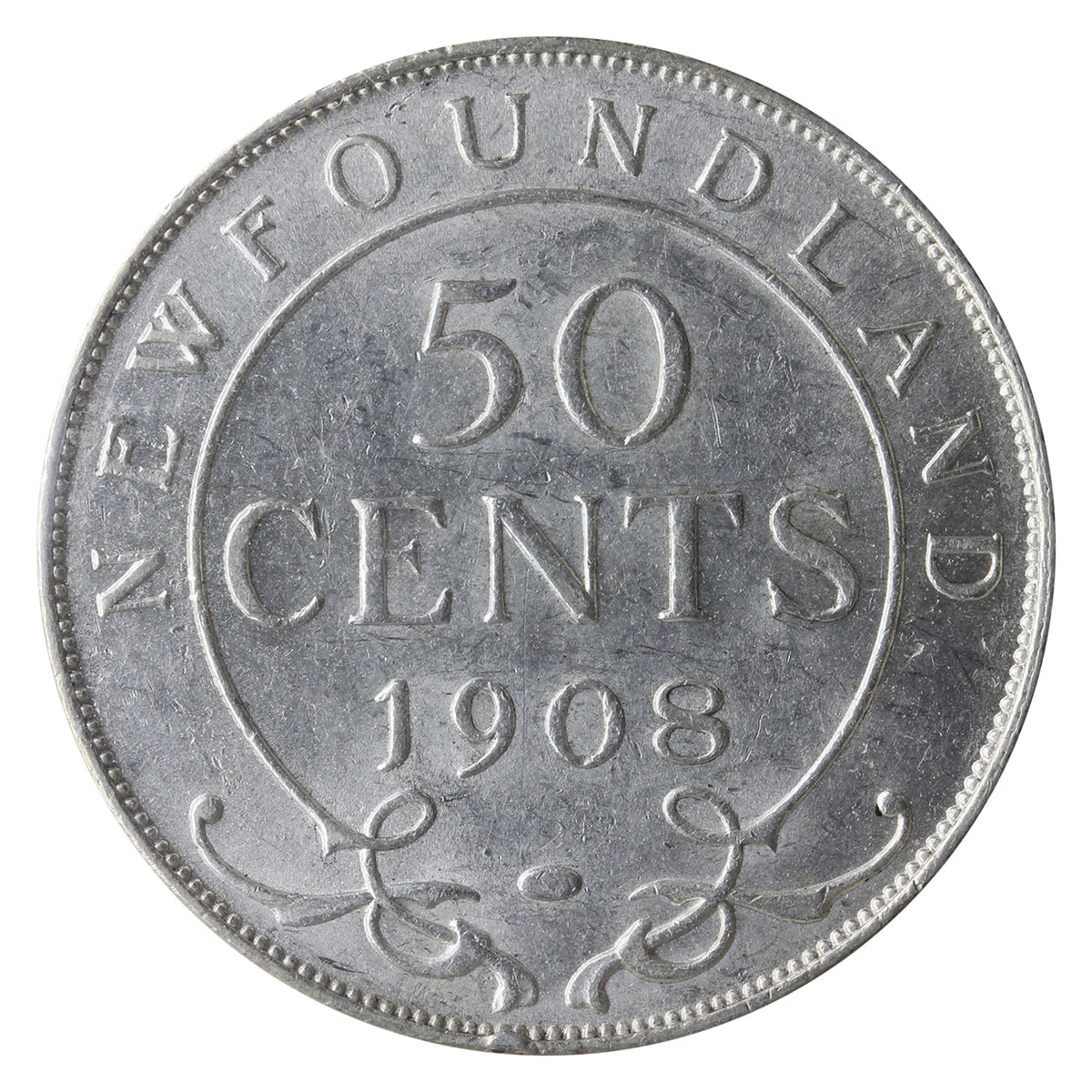 1908 Newfoundland 50-cents ICCS Certified AU50