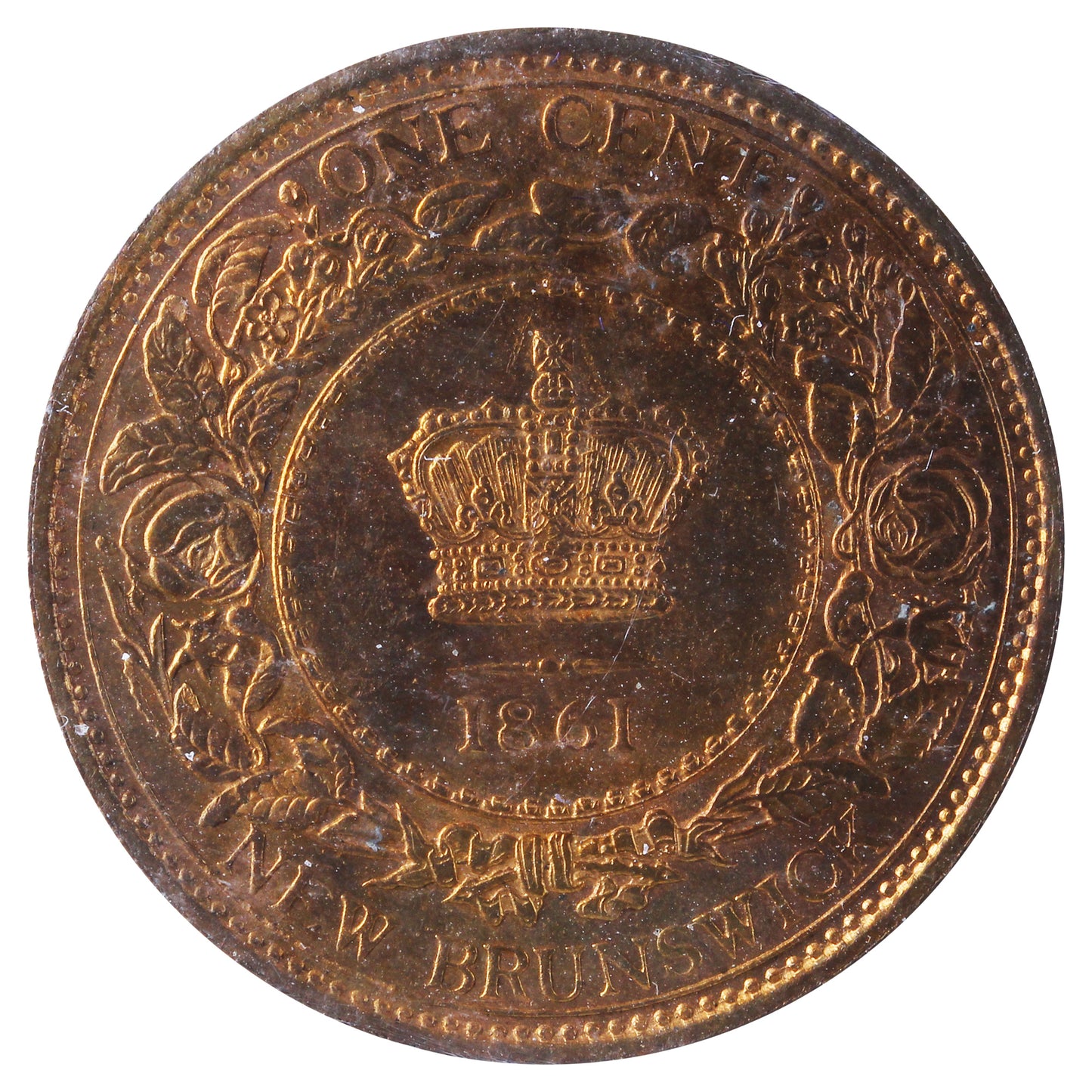 1861 New Brunswick 1-cent ICCS Certified MS64 (EA 069)