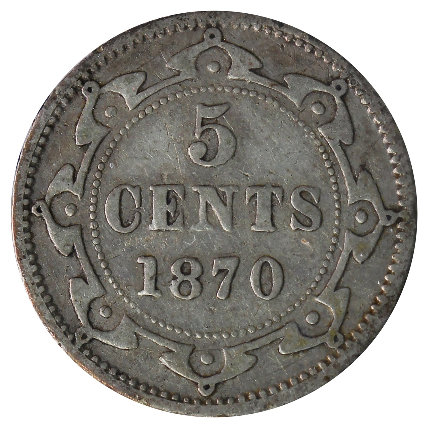 1870 Obv. 1 Newfoundland 5-cents ICCS Certified VG10
