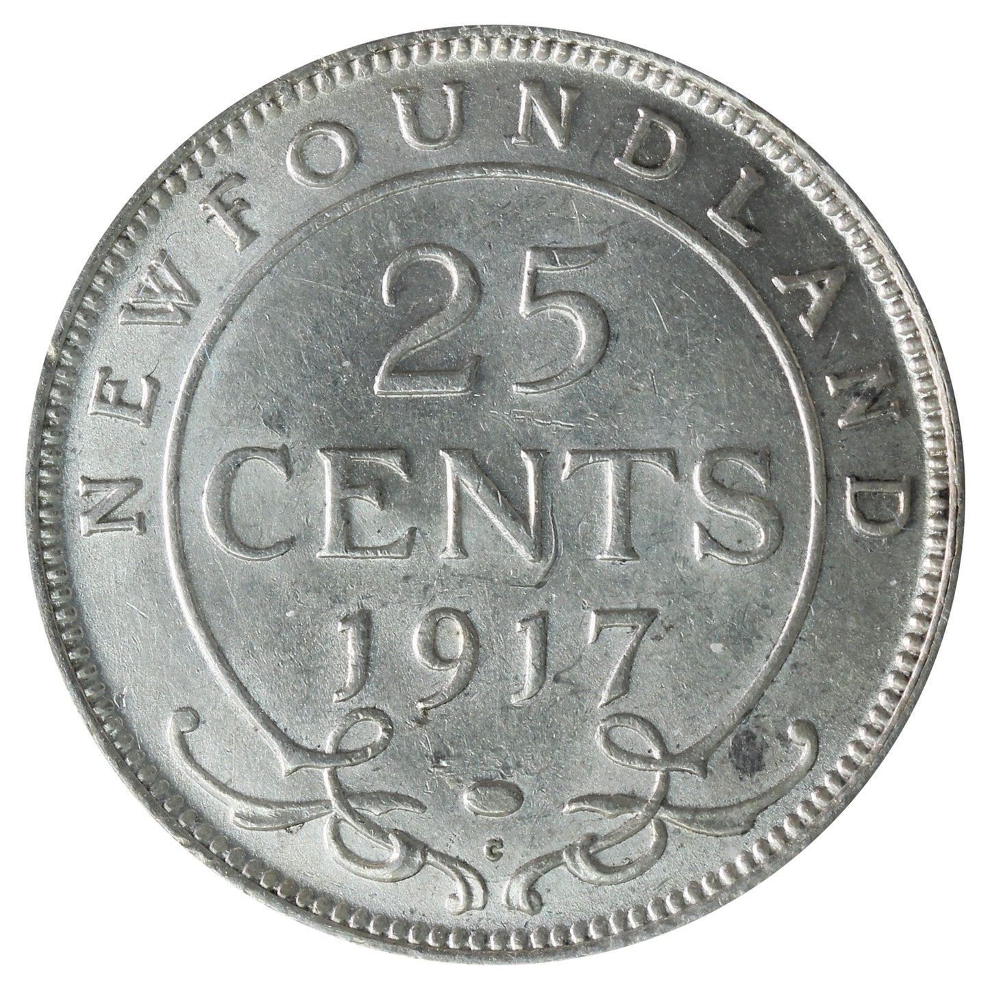 1917C Newfoundland 25-cents ICCS Certified EF45