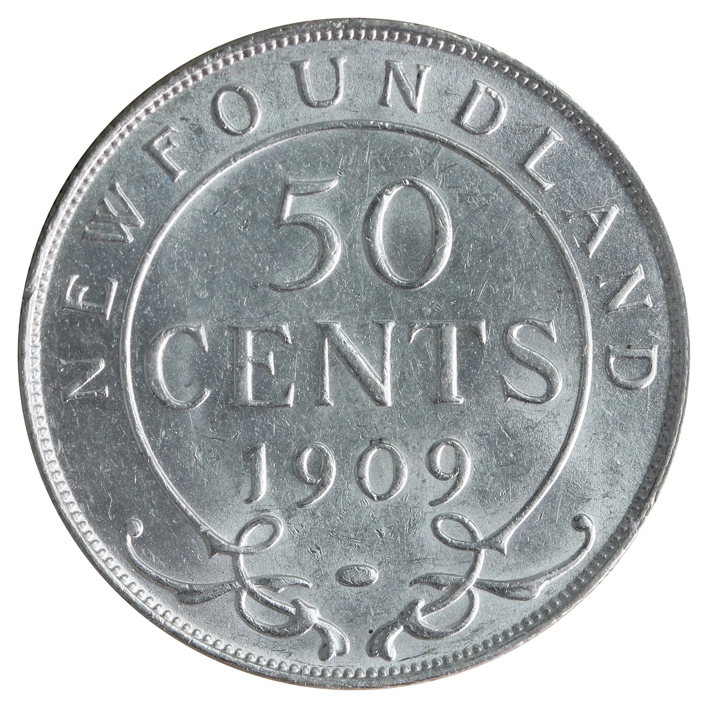 1909 Newfoundland 50-cents ICCS Certified AU50