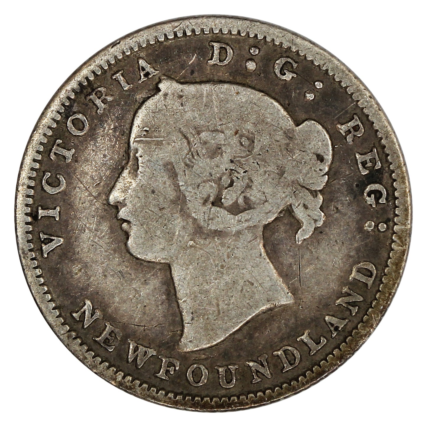 1873 Obv. 2 Newfoundland 5-cents VG-F (VG10) $