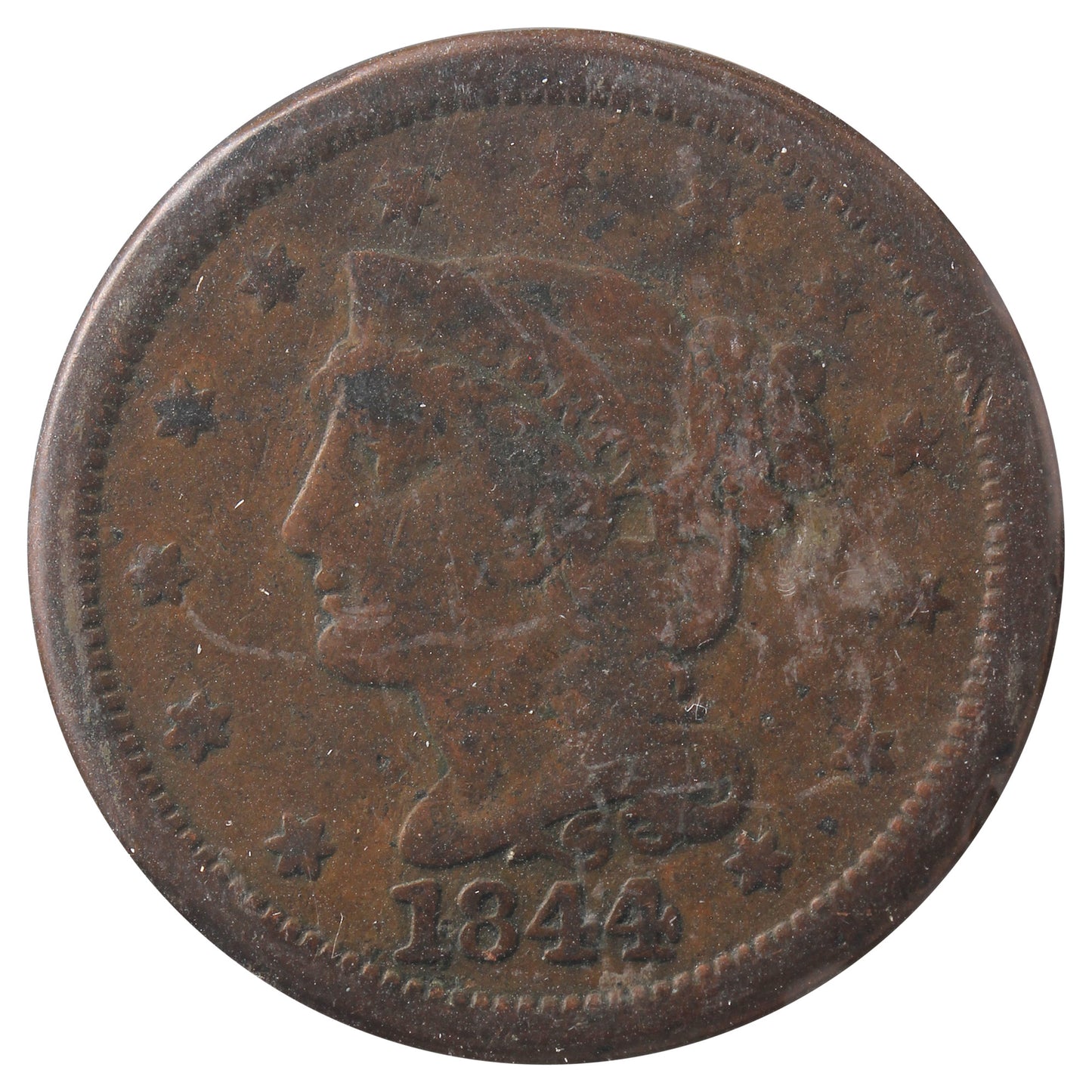 1844 USA Cent Very Good (VG8) Impaired